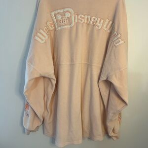 Walt Disney World Embroidered Peach Velour Spirit Jersey Floral XXL